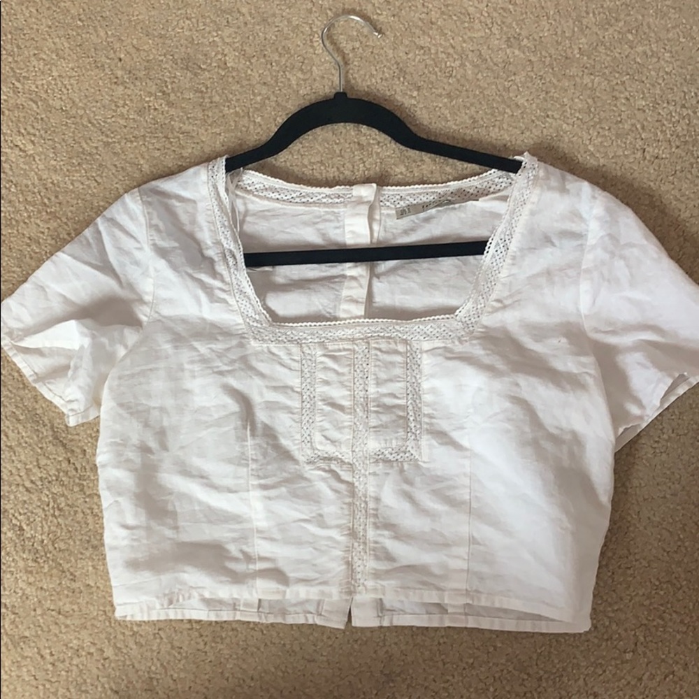 Zara Basic Cropped Square Neck Blouse